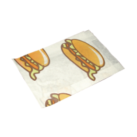 White greaseproof paper bag with burger design