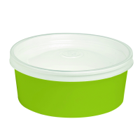 Saladier rond en carton vert avec couvercle transparent plastique PP "Buckaty" 550ml 145mm  H50mm