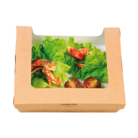 Kraft Salat-Boxen aus Karton mit 2 Sichtfenstern