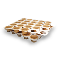 Cardboard baking tray with 25 mini muffin brown baking cases