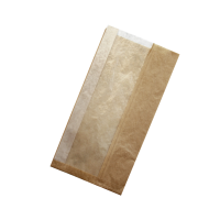 Brown ribbed kraft sandwich bag with crystal window