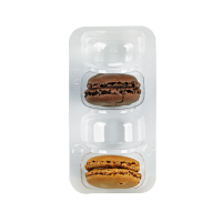 Insert plastique PET transparent pour 4 macarons (1x4) avec fermeture clipsable    H23mm