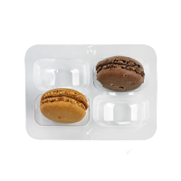 Clear PET rectangular case insert for 4 macarons (2x2)