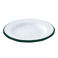 Enamel plate white and green rim
