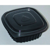 Black square PP plastic meal box 400ml   H45mm