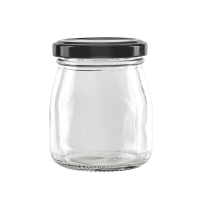 Glass dessert jar with metal lid