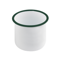 Enamel deli pot acier white and green rim