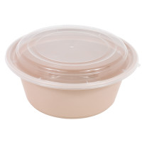 40 oz beige  round container with lid