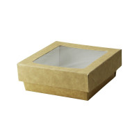 Braune Kray Boxen mit Sichtfenster 115x115mm H40mm 350ml
