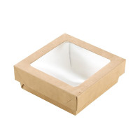 Braune Kray Boxen mit Sichtfenster 115x115mm H40mm 350ml