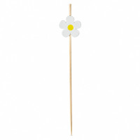 Bambusspieß mit weißer Gänseblümchenblüte  H105mm