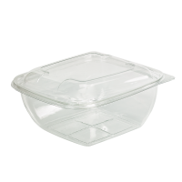 Square transparent PET salad bowl with lid  190x190mm H80mm 1500ml