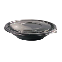 Round black PET salad bowl with transparent lid   H30mm 750ml