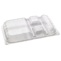 Boîte repas plastique PET transparent 4 compartiments