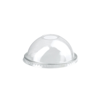 Clear PET plastic dome lid with straw slot  H37mm