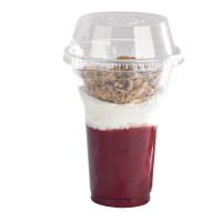 Clear PET plastic "Smoothie" cup with dome lid with straw slot  H127mm 450ml