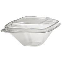 Square transparent PET deli container with lid   128x128mm H55mm 250ml