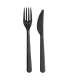Kit couvert plastique PS noir “Lux” 2 en 1: couteau et fourchette  180
