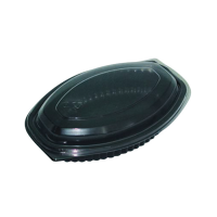 Black oval PP plastic container  207x143mm H37mm 500ml