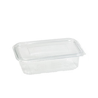 Rectangular clear PET box with hinged lid 195x130mm H50mm 780ml