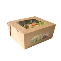 Kraft Salat-Boxen aus Karton mit 2 Sichtfenstern  152x135mm H65mm 1000ml