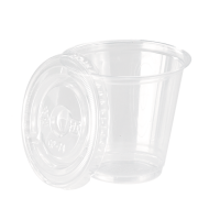 Clear PET plastic cup with flat lid   H70mm 150ml
