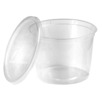 Clear round PP plastic box with lid 650ml Ø120mm  H86mm