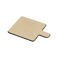 Double faced square cardboard tray with tab gold/black 60x60mm