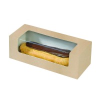 White cardboard pastry box with PLA window  150x60mm H50mm