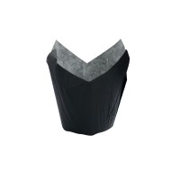 Black "tulip" greaseproof paper baking case  60mm  H90mm