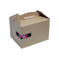 Kraft "LunchNGo" box with cup holder  300x200mm H175mm