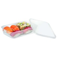 Clear Rectangular PP box with lid  500ml   H37mm