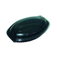 Black oval PP plastic container 207x143mm H27mm 400ml