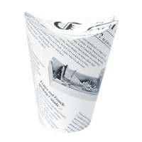 White newsprint closeable perforated snack cup 350ml Ø86mm  H139mm