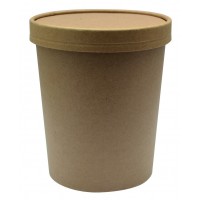 Kraft cardboard cup with cardboard lid for hot and cold foods 940ml Ø116mm  H135mm
