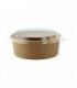 "Buckaty" round kraft cardboard salad bowl with clear PET plastic lid   H65mm 1200ml