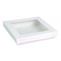 Weiße Kray Boxen mit Sichtfenster 205x205mm H40mm 1450ml