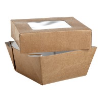 Boîte "Kray" carrée carton brun avec couvercle à fenêtre 85x85mm H40mm 200ml