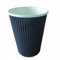 "Rippley" black rippled wall coffee cup  H107mm 340ml