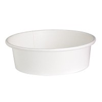 "Buckaty" round white cardboard salad bowl