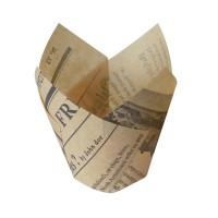 Caissette de cuisson forme tulipe en papier brun ingraissable impression journal  H60mm