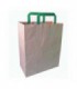 Kraft/brown recycled paper carrier bag with green handles 260x170mm H280mm