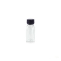 Mini PET Flaschen mit schwarzen Deckeln