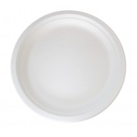 Assiette ronde blanche en pulpe    H23mm