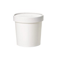 White cardboard cup with cardboard lid for hot and cold foods   H85mm 350ml