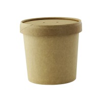 Pot carton brun chaud et froid avec couvercle carton   H85mm 350ml