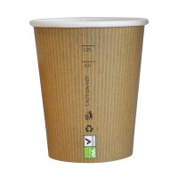 Braune, geriffelte Kaffeebecher mit PLA Beschichtung