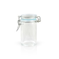 Mini bocal en verre avec joint silicone bleu clair   H83mm 65ml