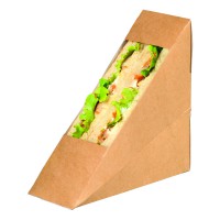 Kraft cardboard simple sandwich wedge with PLA window  55x120mm H120mm