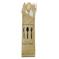 Bamboo&CPLA cutlery kit 4/1 kraft bag